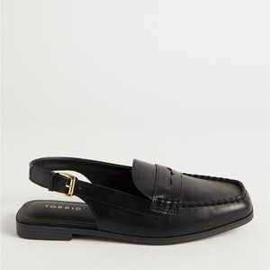 Torrid Black Loafers with Gold Buckle